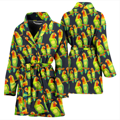Lovebird Pattern Print Design 01 Women Bathrobe