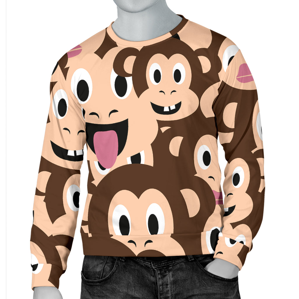 Emoji Monkey Print Pattern Men Long Sleeve Sweatshirt