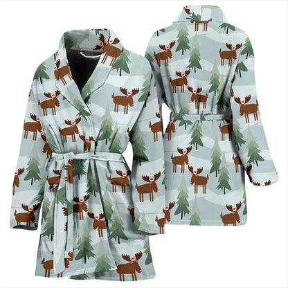 Moose Print Design LKS402 Women Bathrobe