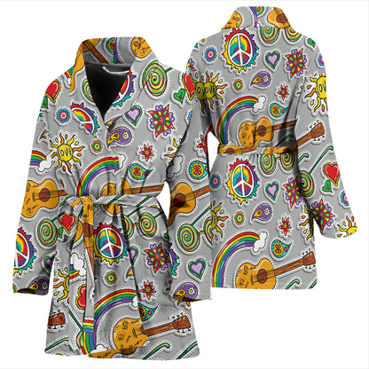 Hippie Print Design LKS306 Women Bathrobe