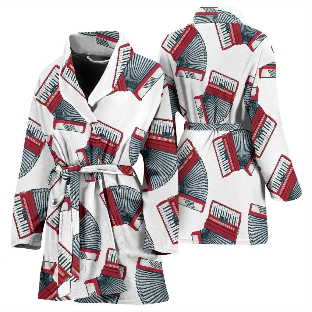 Accordion Pattern Print Design 03 Women Bathrobe