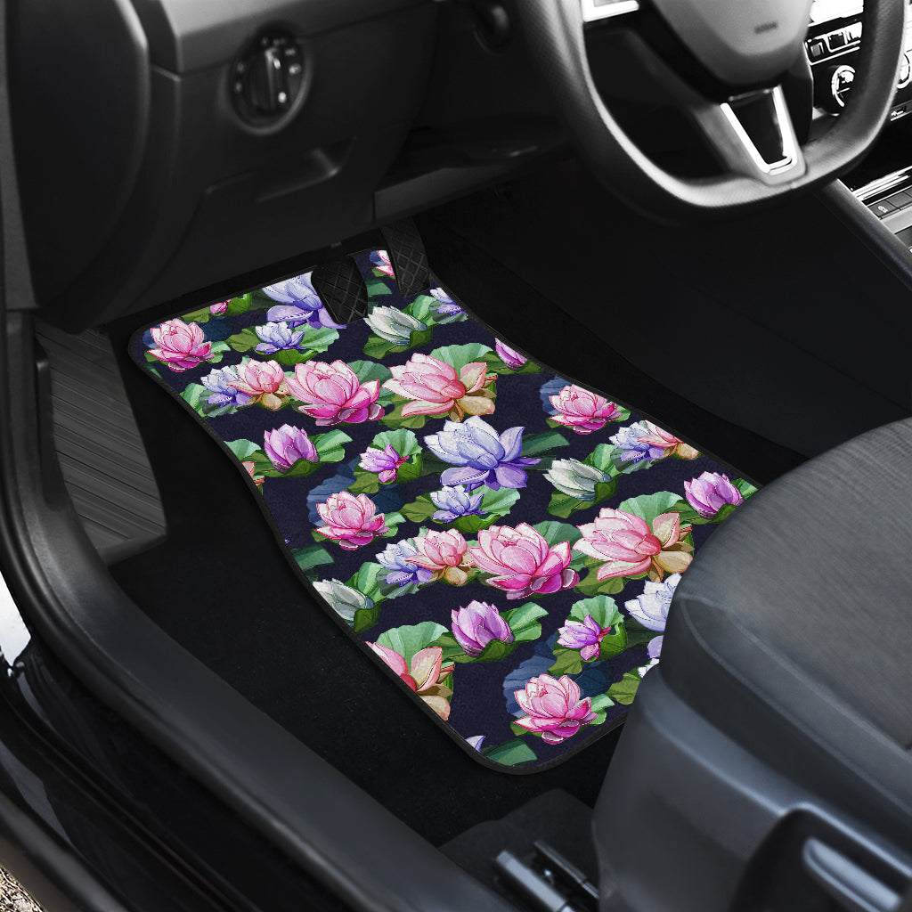 Lotus Flower Print Design Car Floor Mats Front Back