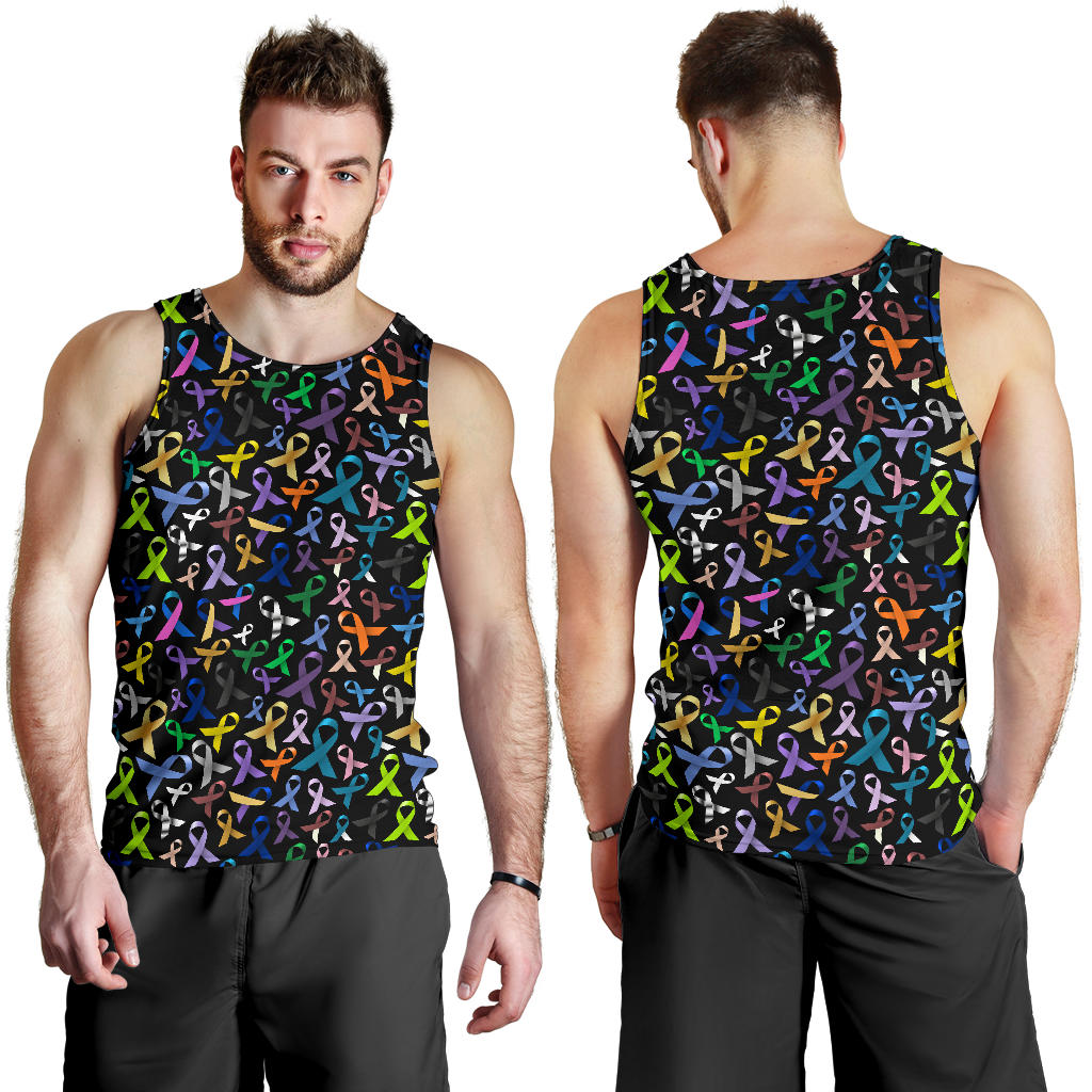 Breast Cancer Awareness Colorful Print Men Tank Top