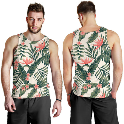 Tropical Flower Palm Leaves Men Tank Top
