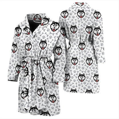 Siberian Huskies Print Design LKS305 Men Bathrobe
