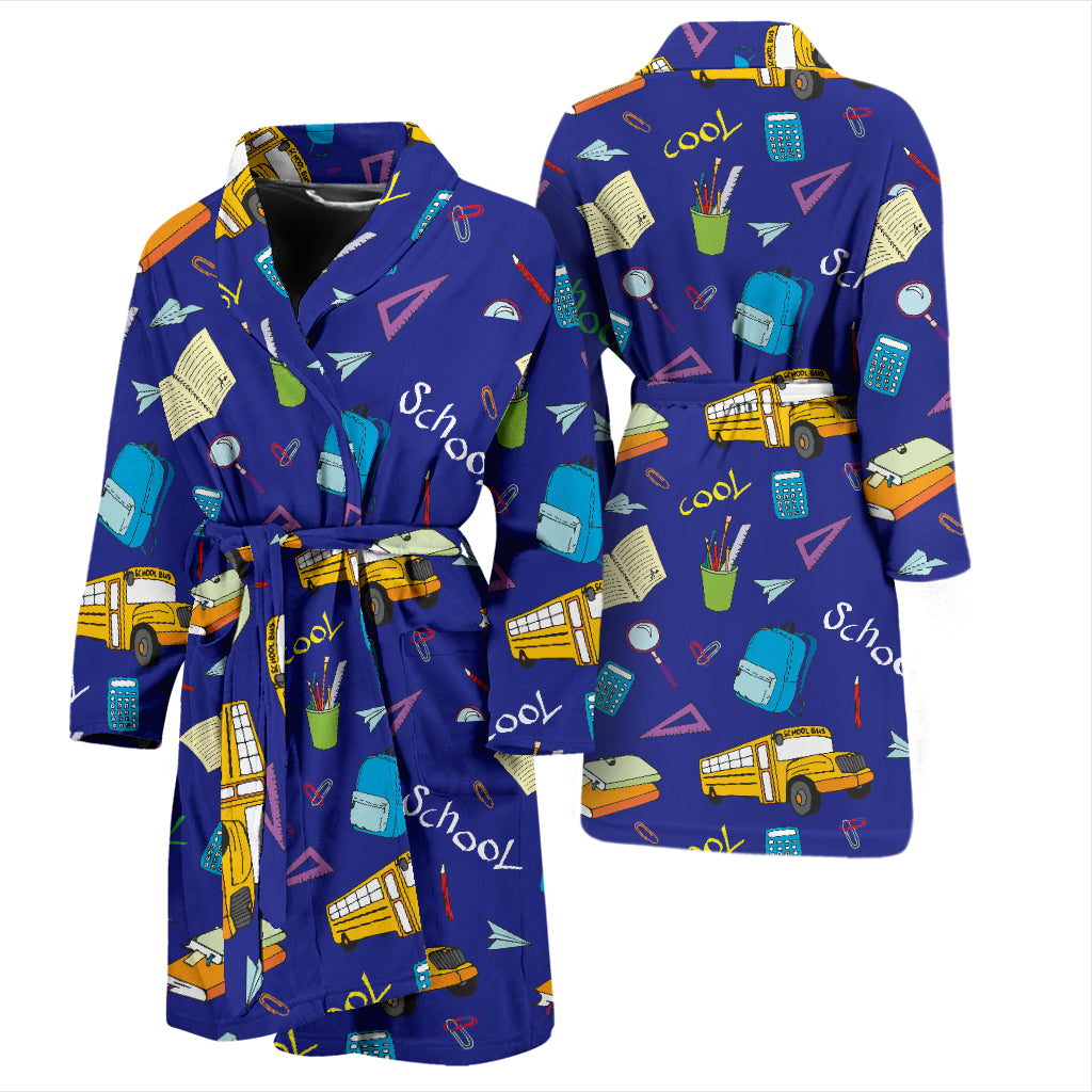 School Bus Print Design LKS307 Men Bathrobe