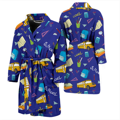 School Bus Print Design LKS307 Men Bathrobe