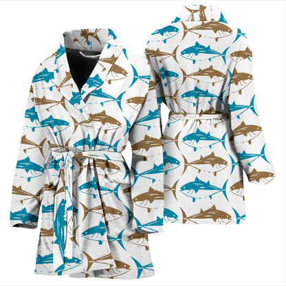 Tuna Fish Print Design LKS301 Women Bathrobe