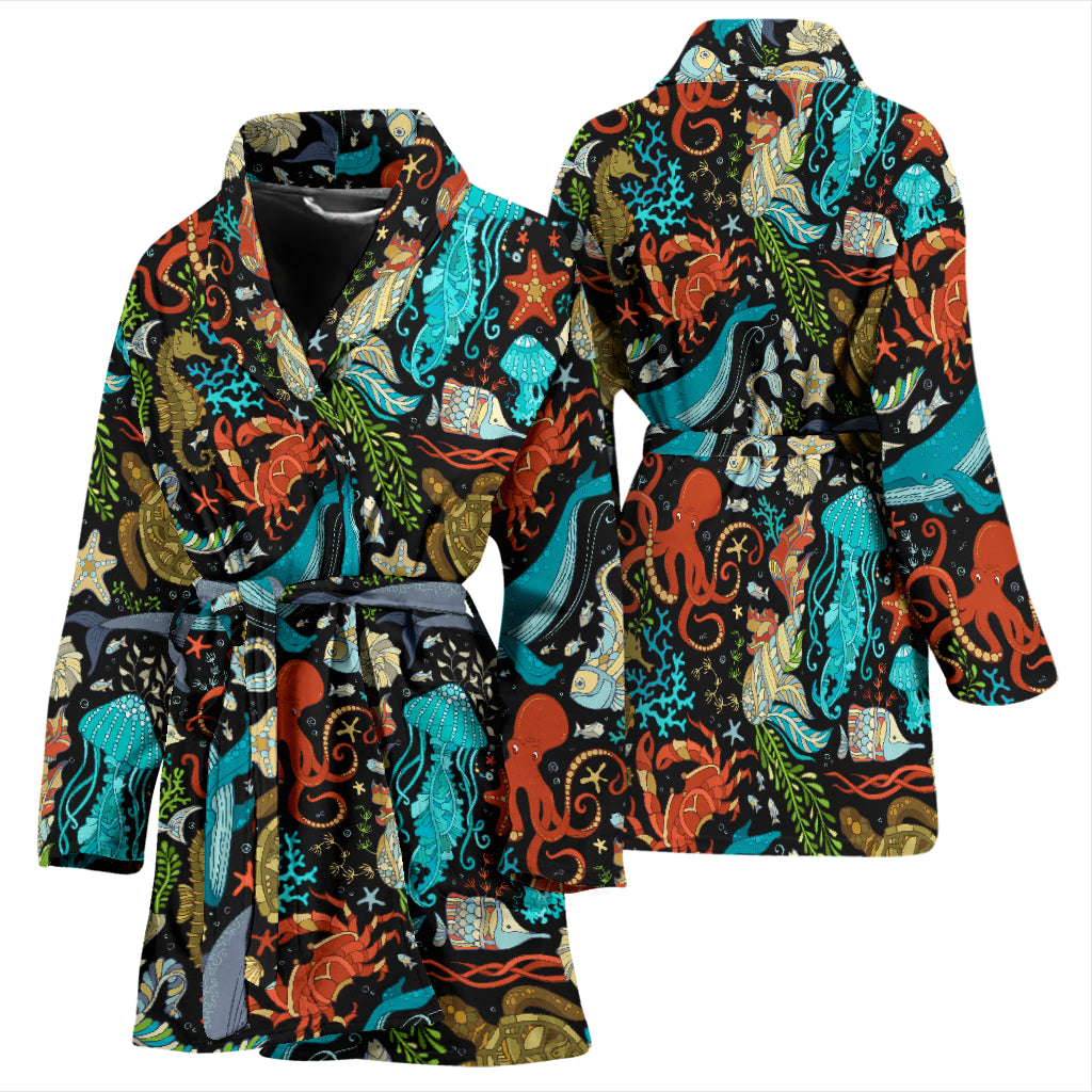 Underwater Animal Print Design LKS301 Women Bathrobe