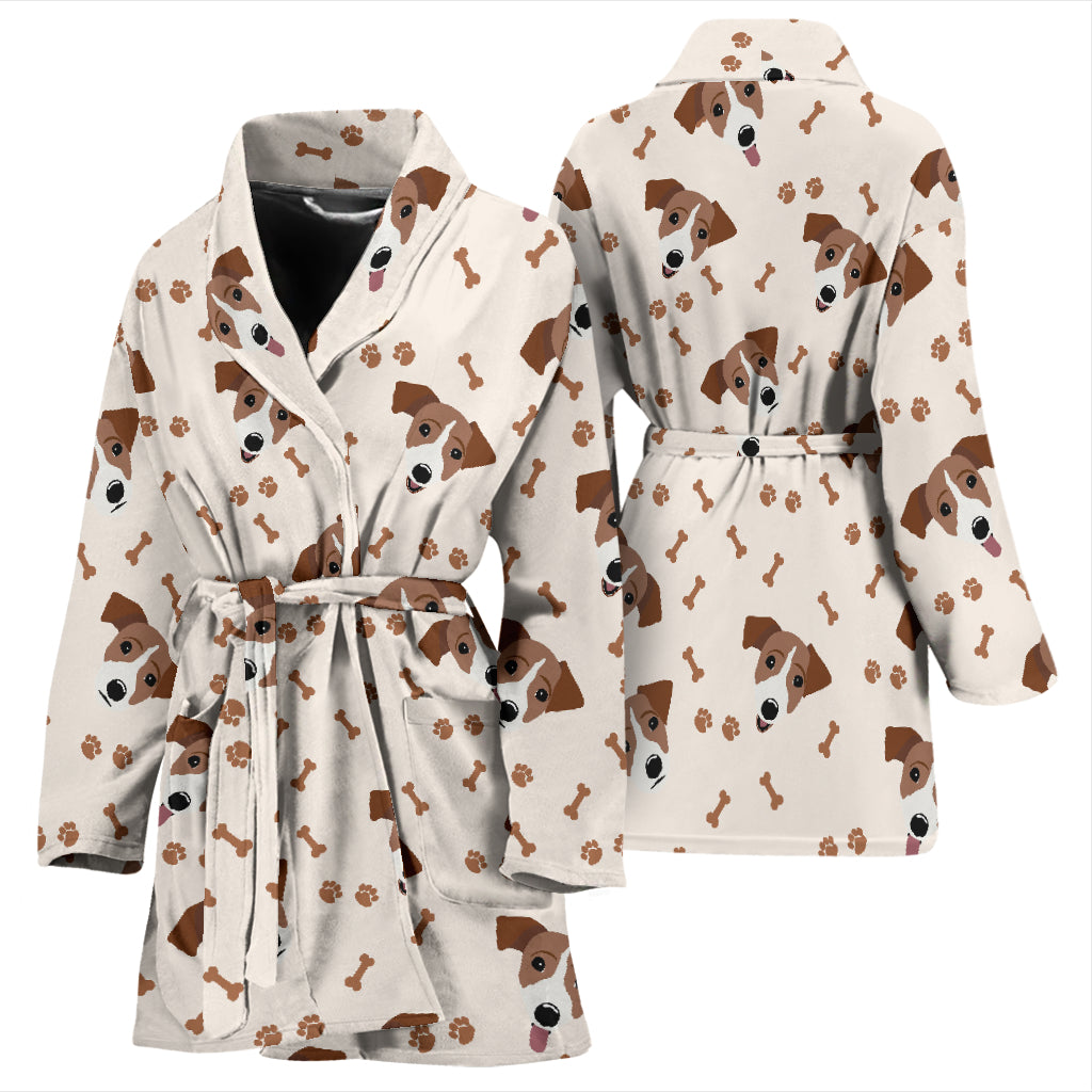 Russell Terriers Paw Print Design LKS303 Women Bathrobe