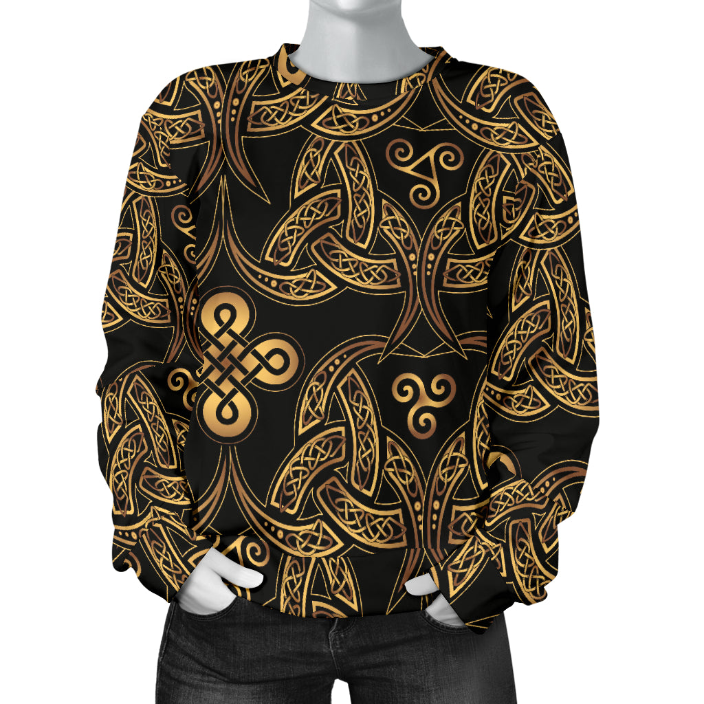 Celtic Knot Gold Design Women Long Sleeve Sweatshirt