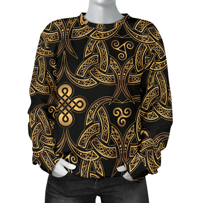 Celtic Knot Gold Design Women Long Sleeve Sweatshirt