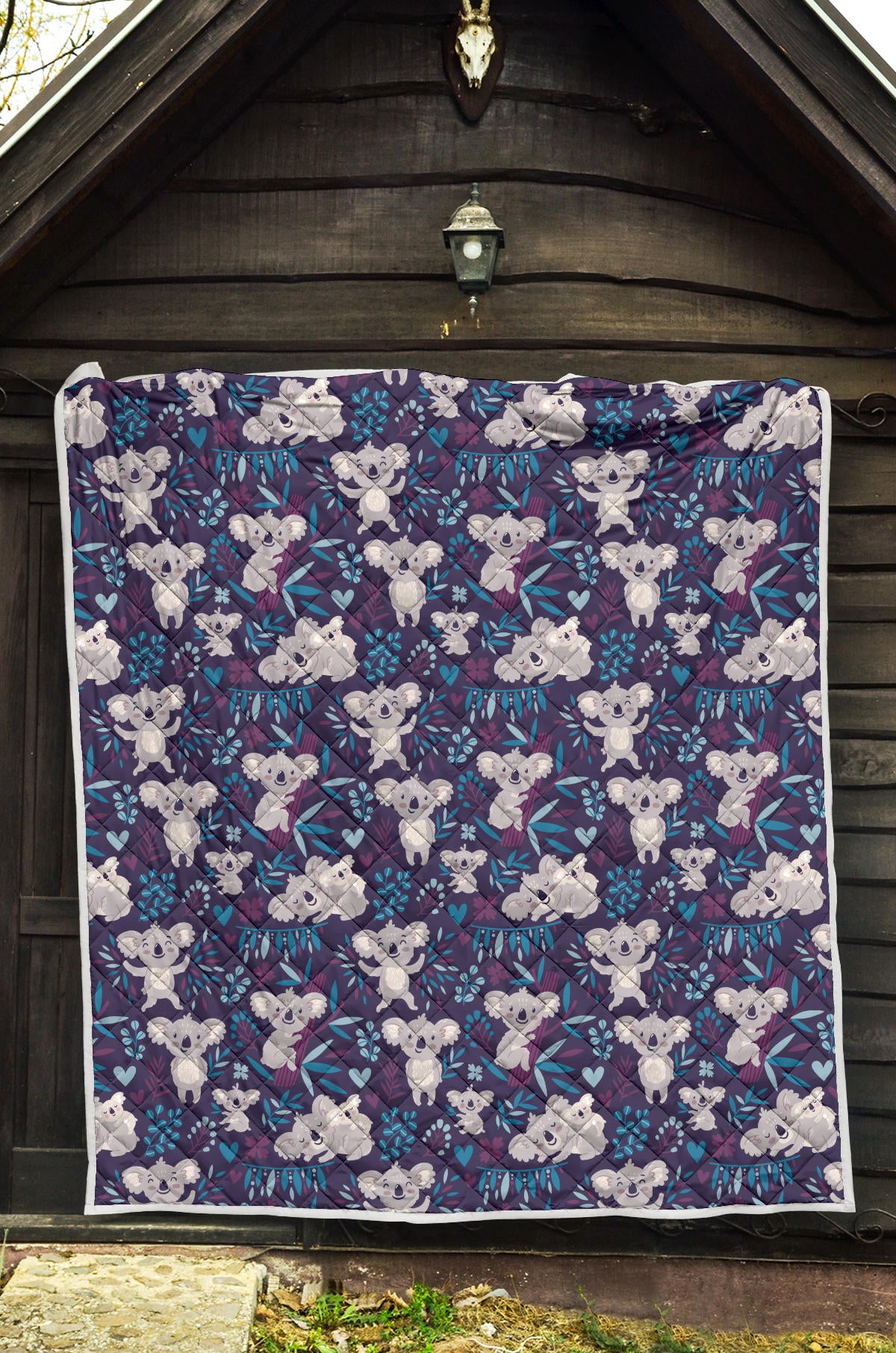 Koala Cute Themed Design Print Quilt Bedspread