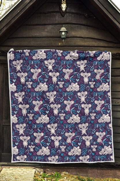 Koala Cute Themed Design Print Quilt Bedspread