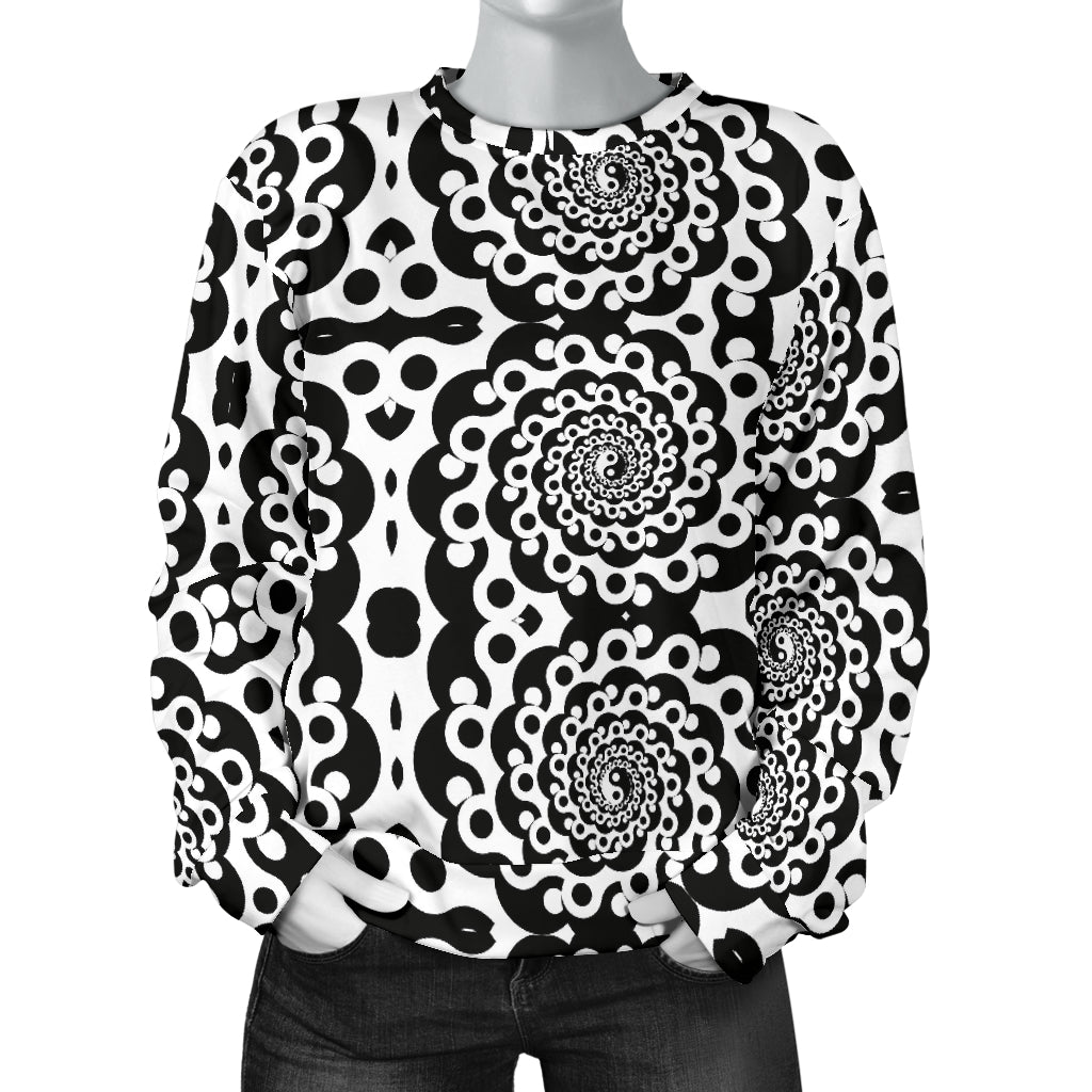 Yin Yang Spiral Design Print Women Long Sleeve Sweatshirt