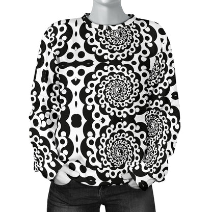 Yin Yang Spiral Design Print Women Long Sleeve Sweatshirt