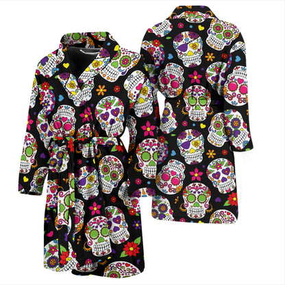 Sugar Skull Print Design LKS302 Men Bathrobe