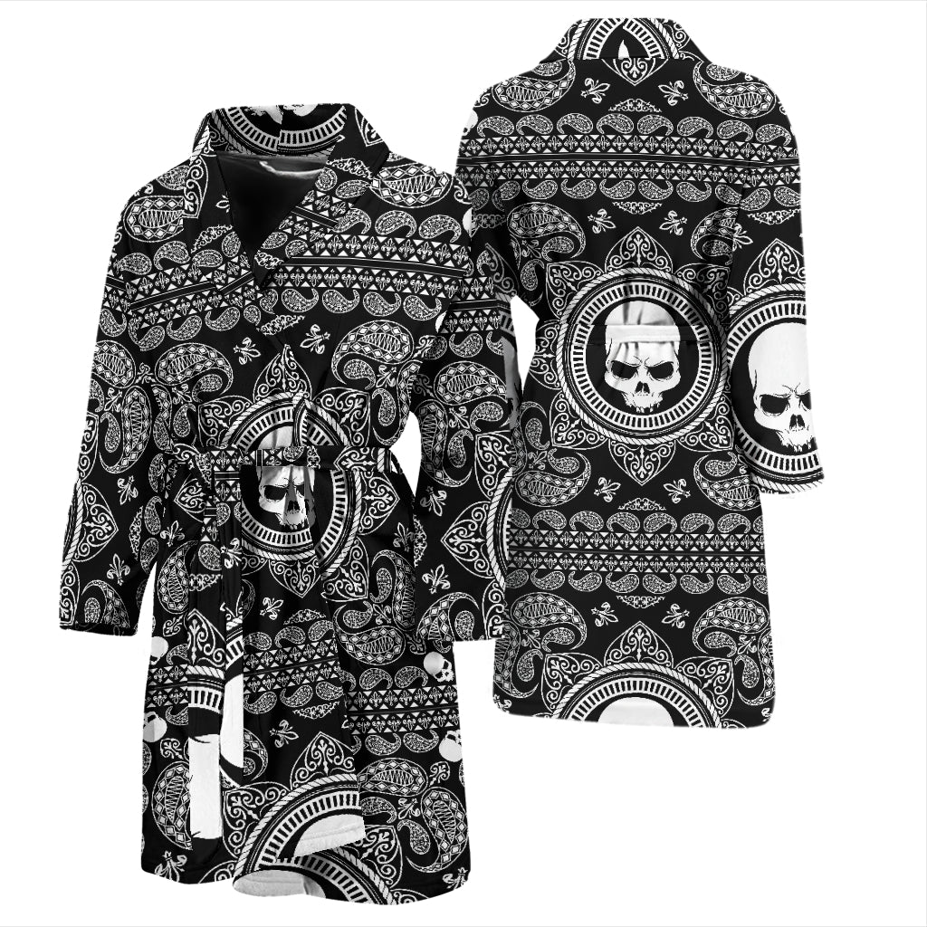 Bandana Skull Print Design LKS303 Men Bathrobe
