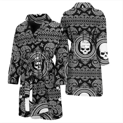 Bandana Skull Print Design LKS303 Men Bathrobe