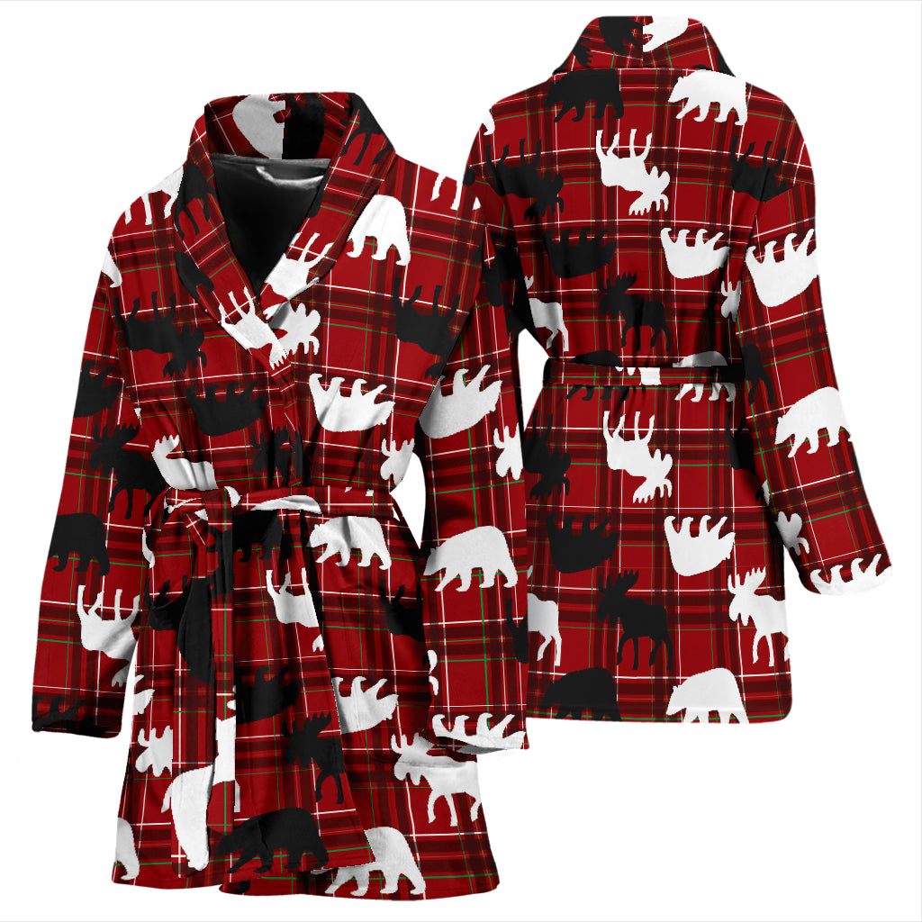 Moose Print Design LKS401 Women Bathrobe