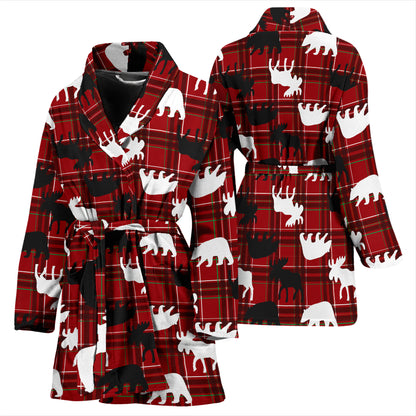 Moose Print Design LKS401 Women Bathrobe