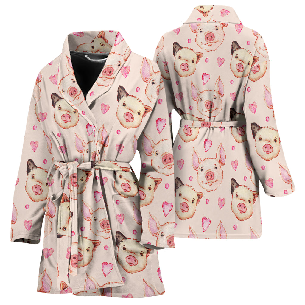 Pig Print Design LKS406 Women Bathrobe
