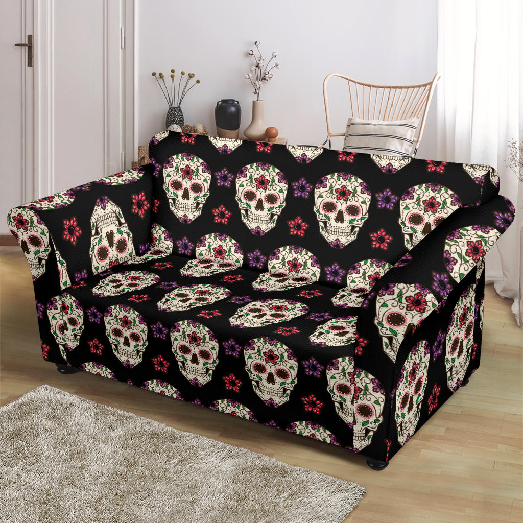 Sugar Skull Print Design LKS304 Loveseat Couch Slipcover