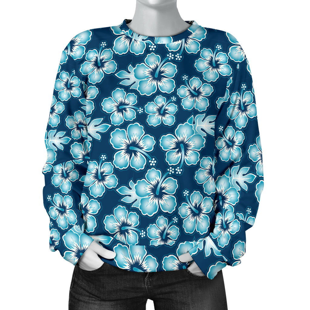 Hibiscus Flower Hawaiian Themed Women Long Sleeve Sweatshirt