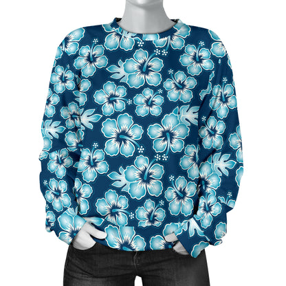 Hibiscus Flower Hawaiian Themed Women Long Sleeve Sweatshirt