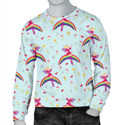 Fairy with Rainbow Print Pattern Men Long Sleeve Sweatshirt