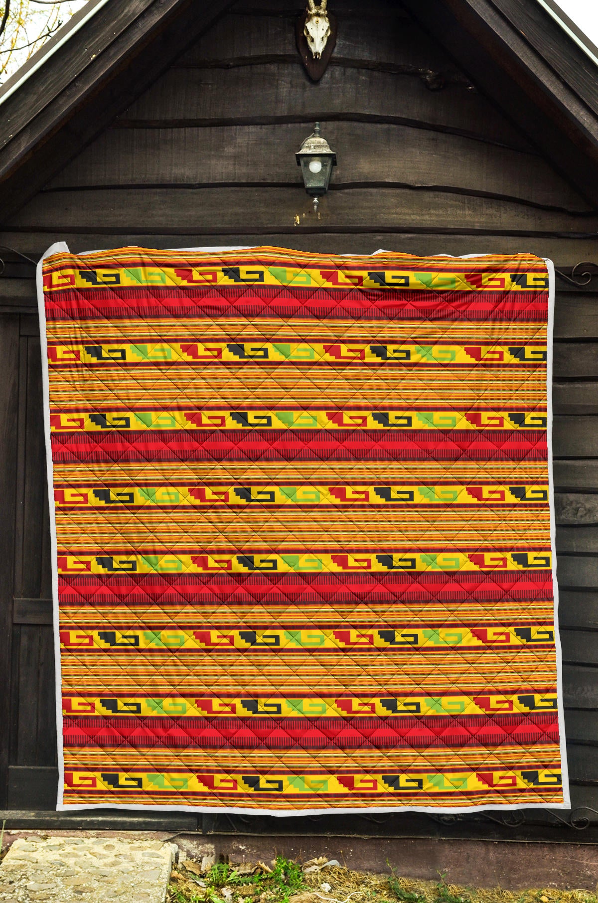 Mexican Blanket Ornament Print Pattern Quilt Bedspread