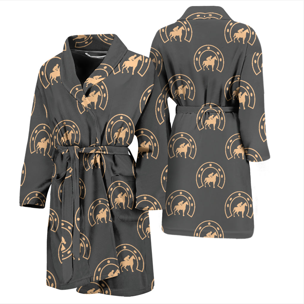 Horseshoe Print Design LKS306 Men Bathrobe