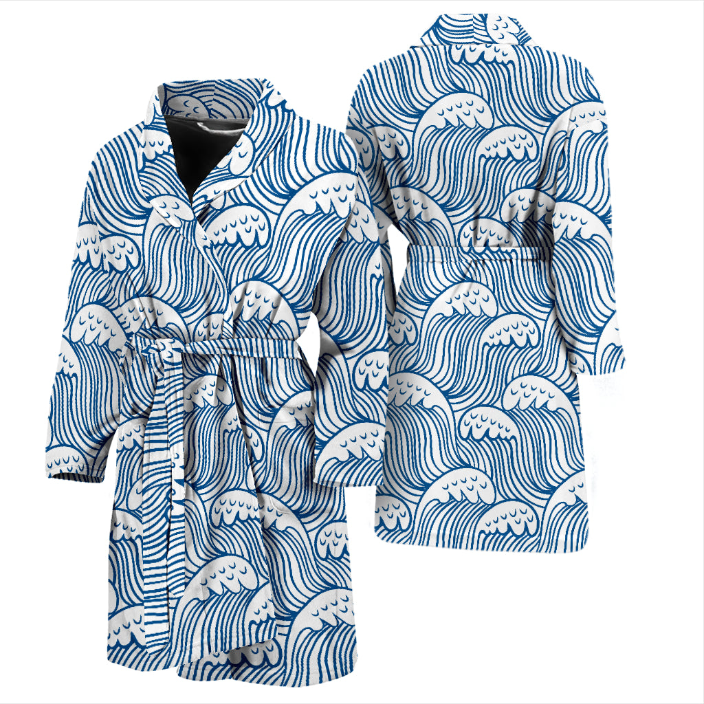 Wave Print Design LKS306 Men Bathrobe