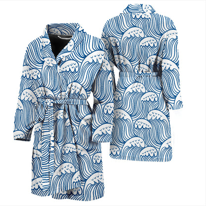 Wave Print Design LKS306 Men Bathrobe