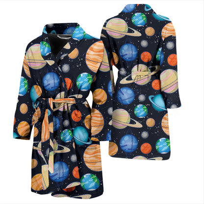 Planet Colorful Print Design LKS301 Men Bathrobe