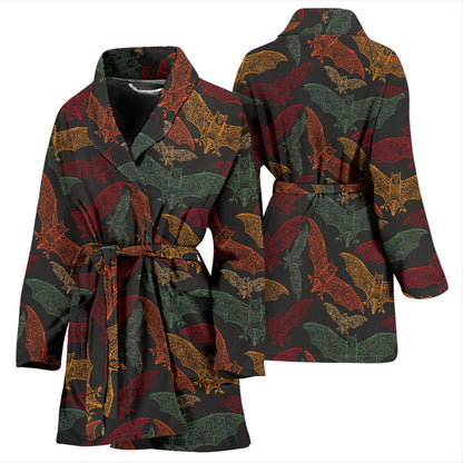 Bat Tribal Pattern Print Design 03 Women Bathrobe