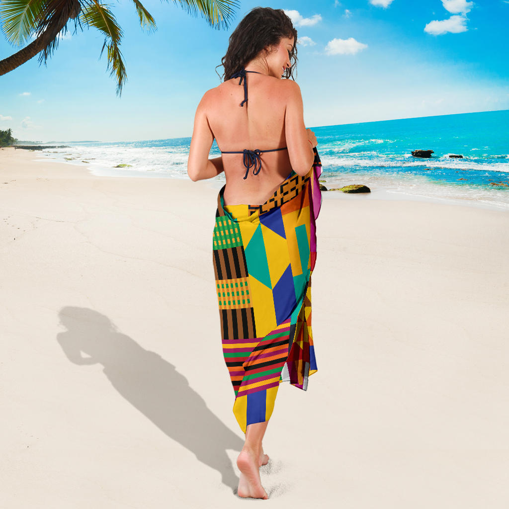 Kente Pattern Print Design 03 Sarong Pareo Wrap