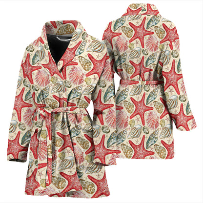 Seashell Print Design LKS301 Women Bathrobe