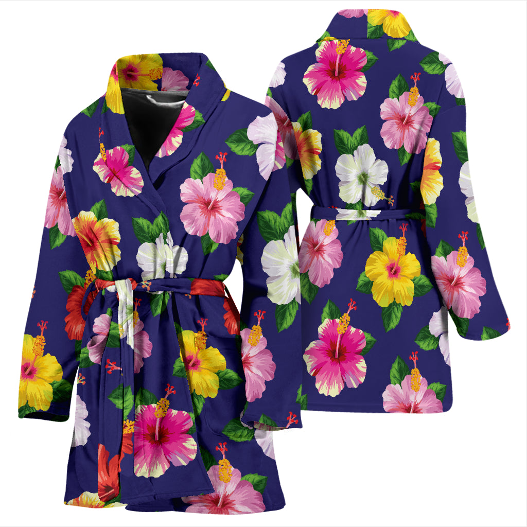 Hibiscus Colorful Print Design LKS301 Women Bathrobe