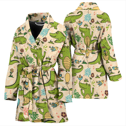 Alligator Pattern Print Design 01 Women Bathrobe
