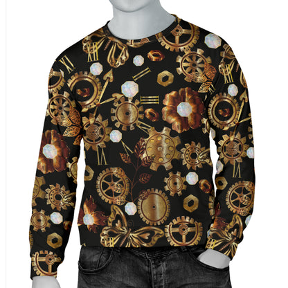 Steampunk Butterfly Design Themed Print Men Long Sleeve Sweatshirt