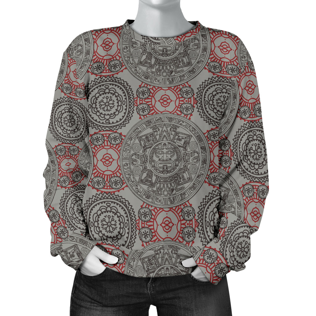 Calendar Aztec Style Print Pattern Women Long Sleeve Sweatshirt