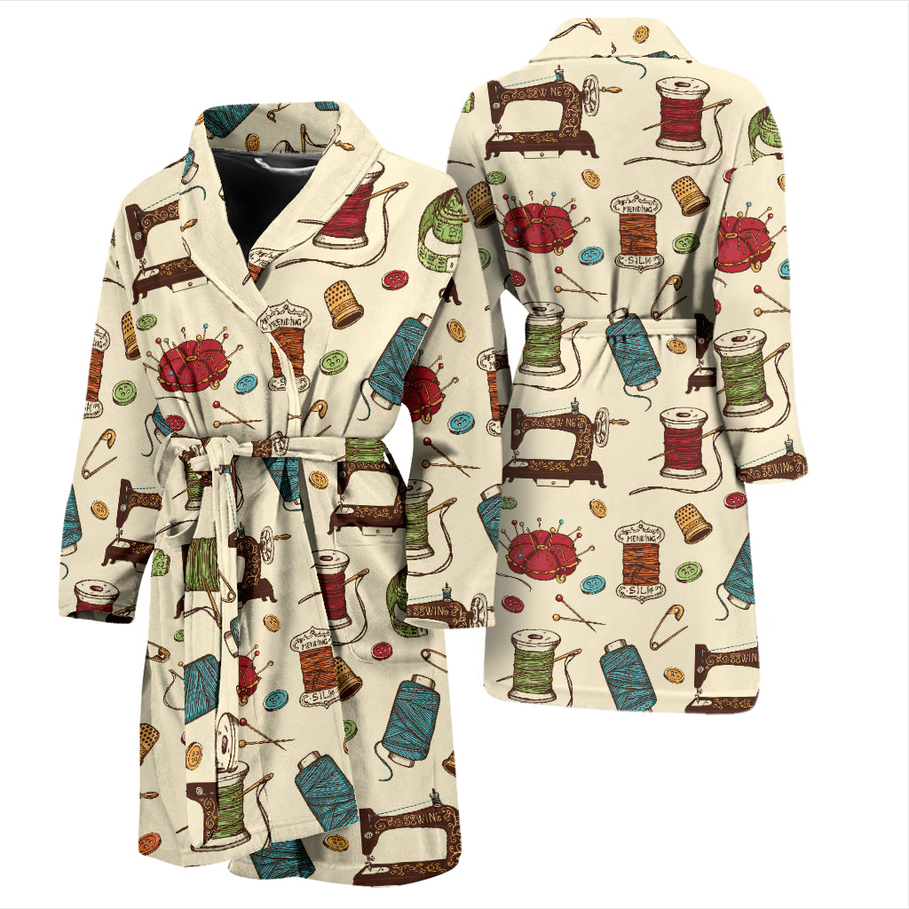 Sewing Equipment Print Design LKS303 Men Bathrobe