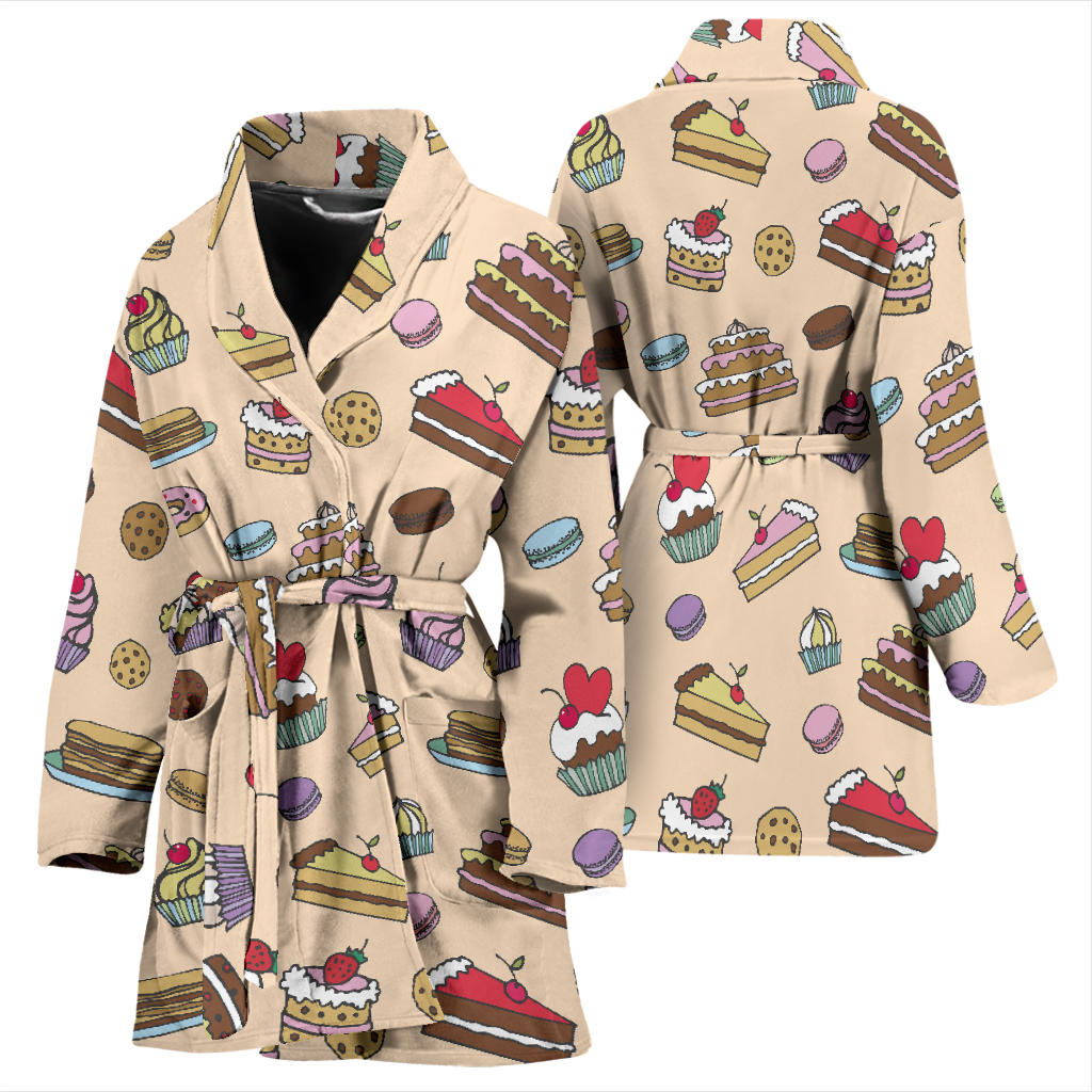 Cake Pattern Print Design 03 Women Bathrobe