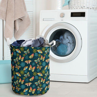 Butterfly Hand Draw Print Pattern Laundry Basket