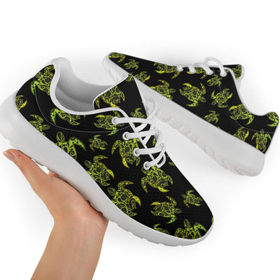 Green Tribal Turtle Polynesian Themed Athletic Shoes