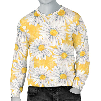 Daisy Yellow Watercolor Print Pattern Men Long Sleeve Sweatshirt
