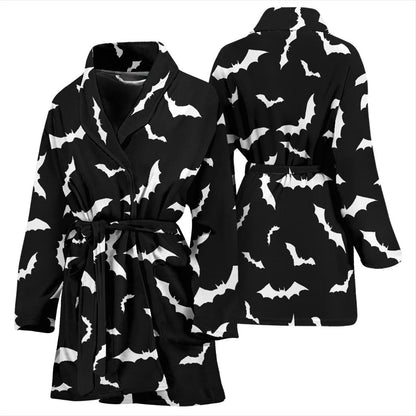 Bat Pattern Print Design 05 Women Bathrobe