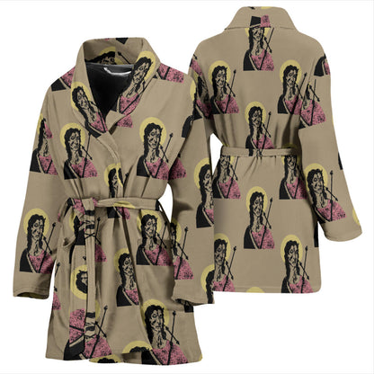 Christian Pattern Print Design 04 Women Bathrobe