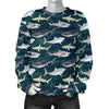 Shark Pattern Print Women Long Sleeve Sweatshirt